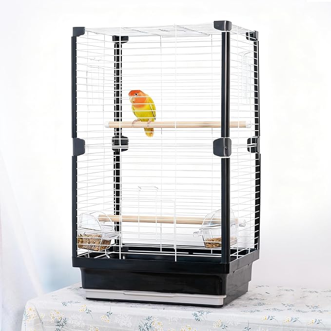 25 inch Bird Cage, Portable Travel Parrot Cage, Double-Layer Parakeet Cage by JOUSONTY