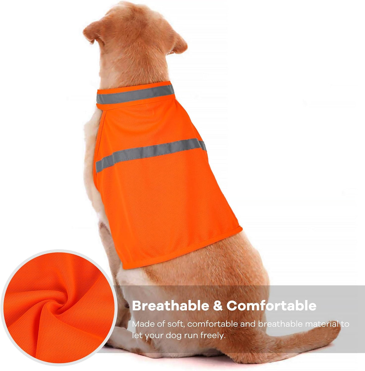 Dog Jacket High Visibility Safety Reflective Dog Vest for Small Medium Large Dogs (Large, Orange)