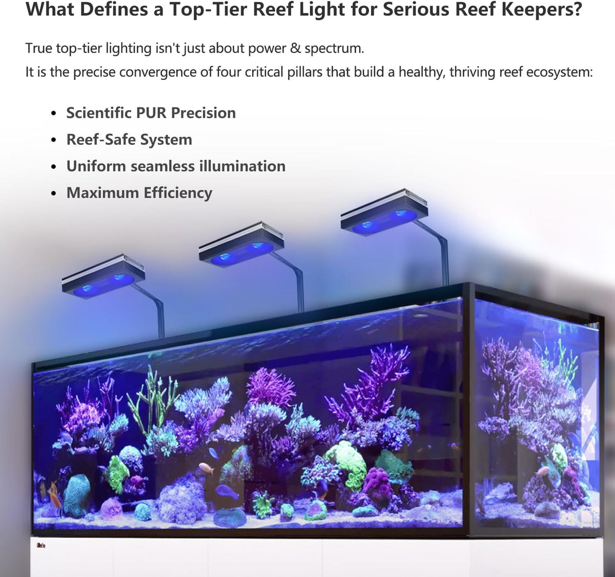 PopBloom RL180 Pro WiFi LED Reef Aquarium Light, 200W for LPS SPS Corals