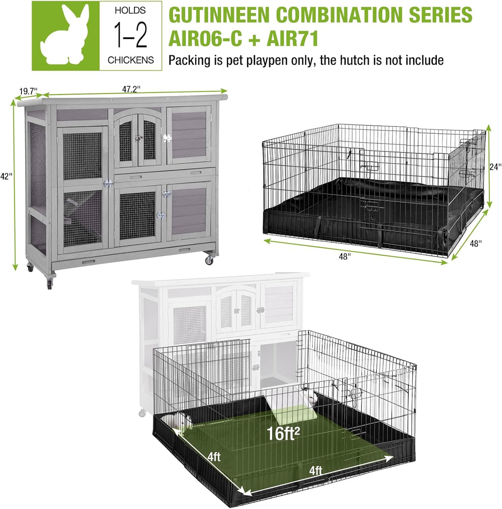 GUTINNEEN Rabbit Playpen Bunny Run Extension Indoor Small Animal Playpen