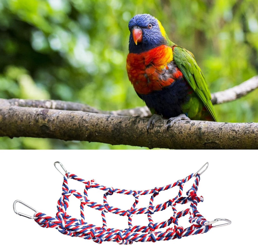 2 Pack Large Colorful Bird Rope Net, 14 10 Inches Rat Climbing Net, Pet Hanging Hammock, Bird Ladder Bridge, Small Animal Net Toy, Cage Accessories for Rat, Hamster, Bird, Ferret