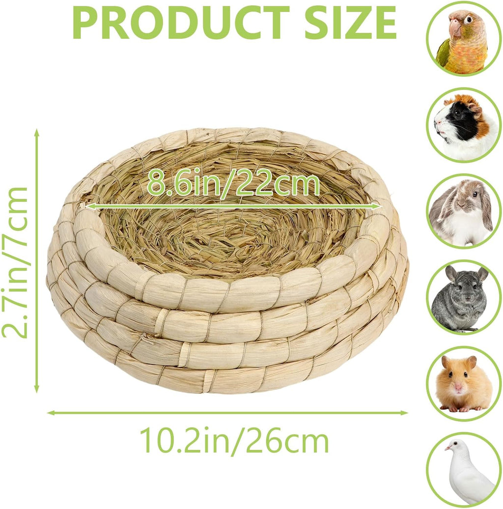 Hypeety Handwoven Straw Bird Nest Cage for Parrot Macaw African Greys Budgies House Hatching Breeding Cave Also for Dove Hamster Gerbil Chinchillas (L)