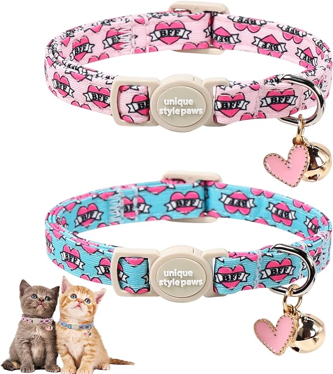 Unique Style Paws Pink Kitten Collars, Cute Valentine Cats Collar by Uniquestylepaws
