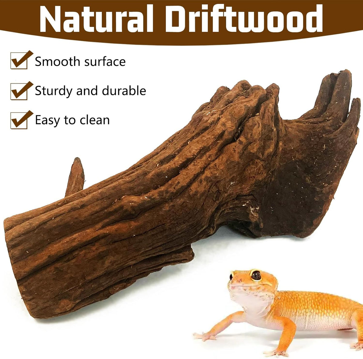 Hamiledyi Bearded Dragon Driftwood for Reptile, 10in Snake Climbing Branch