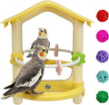 Bird Mirror with Plastic Perch and 5PCS Colorful Rattan Balls Parakeet Hanging Swing with Mirror Interactive Toy Bird Cage Accessories for Cockatiel Parrot Conures Cockatoo Finch(Yellow)