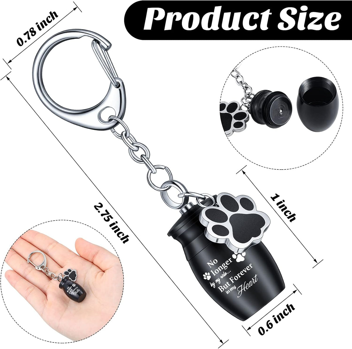 Batiyeer 4 Pack Pet Urn Keychain, Pet Ashes Keepsake for Dog Cat Paw Print