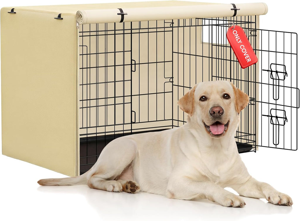Iubyceh 48 Inch Heavy Duty Dog Crate Cover, Waterproof Oxford Fabric Pet Cage Cover, Universal Fit Wire Kennel with Ventilation Window for Indoor Outdoor Use