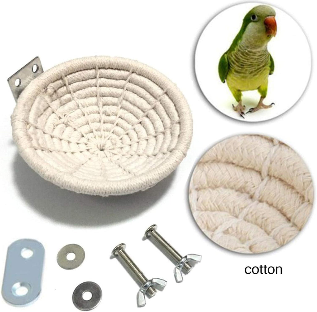 Hamiledyi Handmade Cotton Rope Nest Parakeet Bed Breeding Nest Small Parrot Cage Hatching Nesting for Cockatiel Canary Lovebird Finch and Other Small Birds