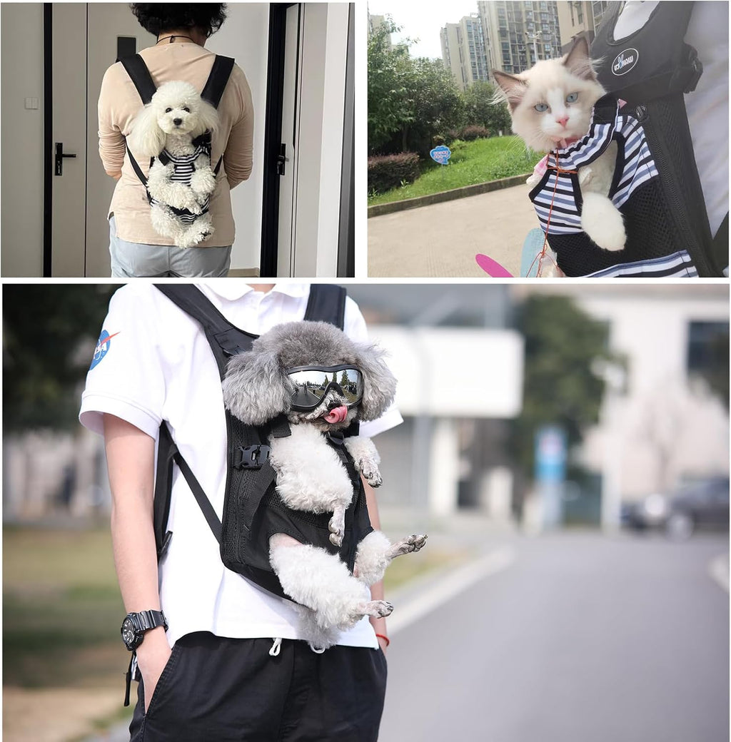 Wakytu Pet Carrier Backpack, Pet Front Dog Carrier Backpacks, Adjustable Pet Front Cat Dog Carrier Backpack Travel Bag, Legs Out, Easy-Fit for Traveling Hiking Camping for Small Cats Dogs