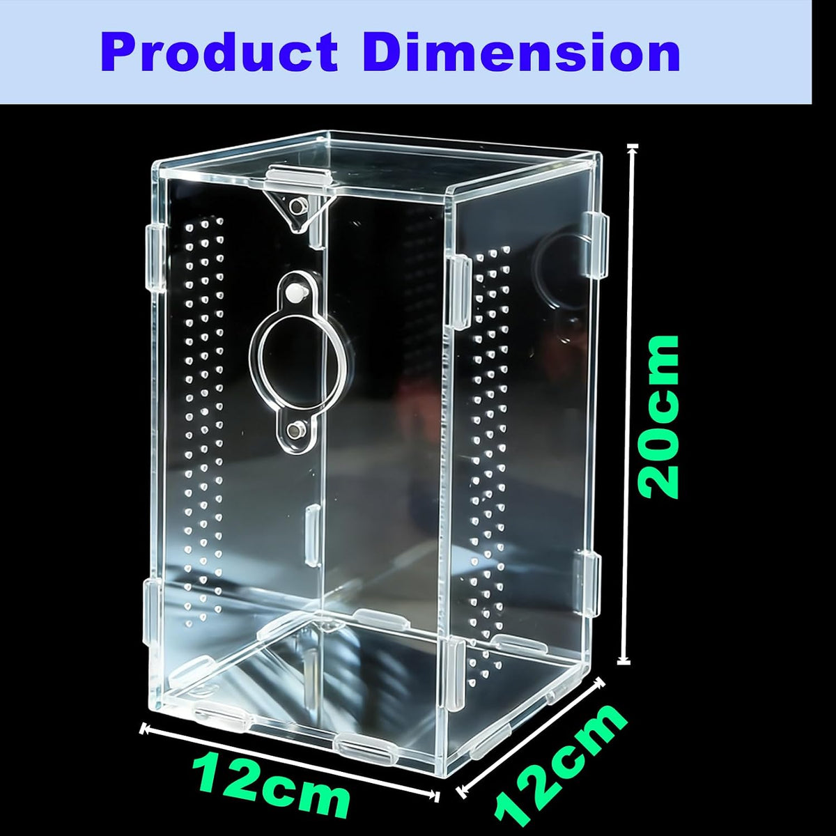 Acrylic Jumping Spider Enclosure,Reptile Enclosure,Bug Habitat, for Small Tree Dwelling Reptiles,Arboreal Tarantula Enclosure, Spider Terrarium Kit,Plastic Terrarium(4.7" X 4.7" X 8")