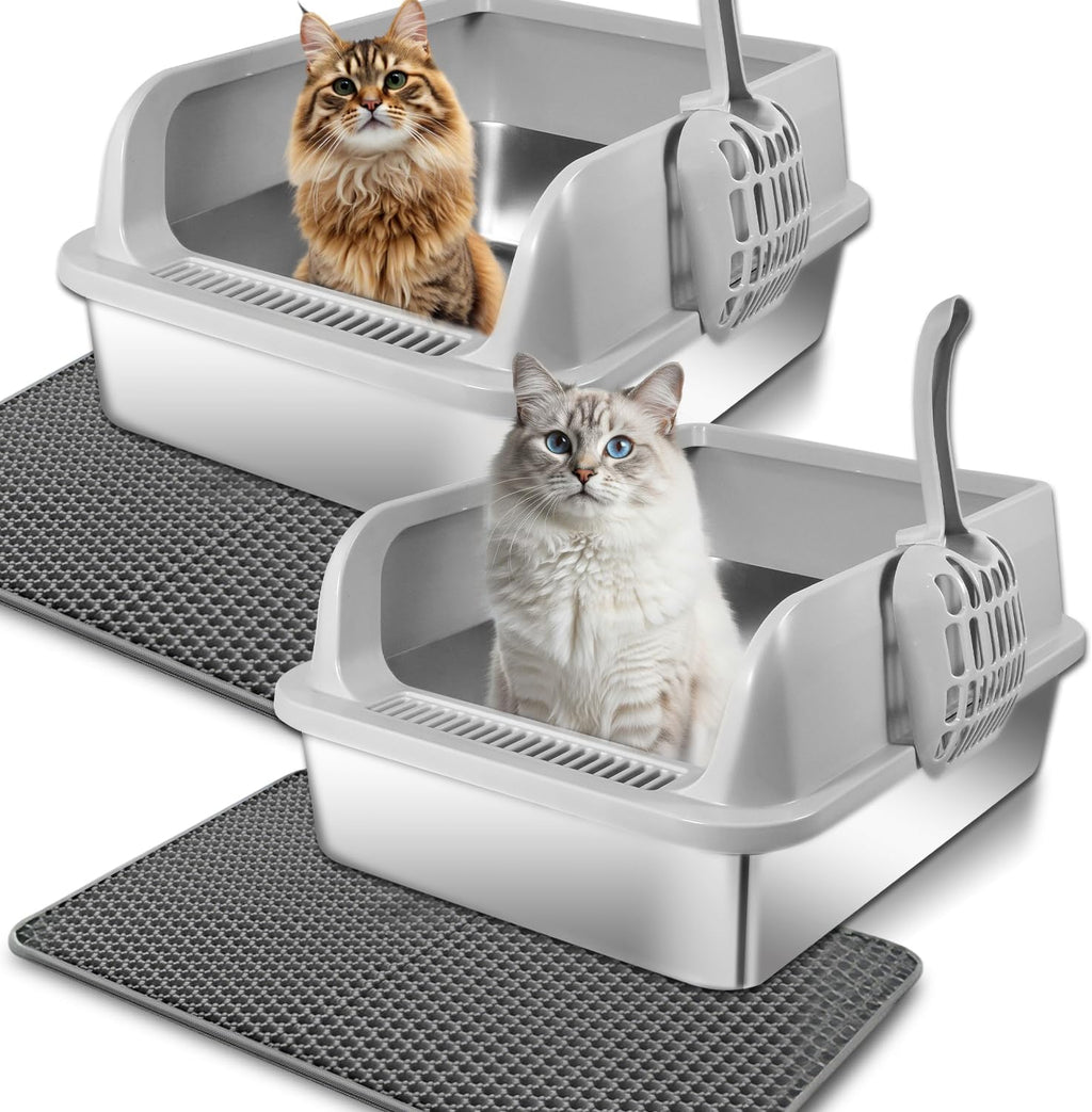 Stainless Steel Cat Litter Box, Kitty Litter Box for Small Cats