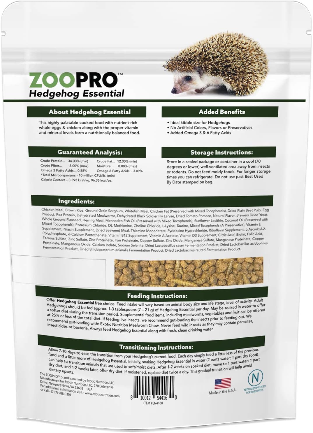 Hedgehog Essential - Chicken Kibble with Mealworms (1.75 Pound)