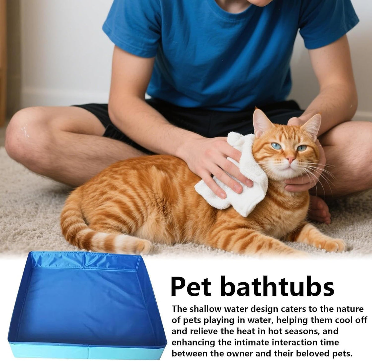 Foldable Dog Pool – Heavy-Duty Hard Plastic Small Dog Pool for Puppy & Cats, Portable Shallow Pool, Outdoor/Indoor Cooling Bathtub, Dog Pools for Pet Dogs, No-Inflate Easy Clean Wading Poo