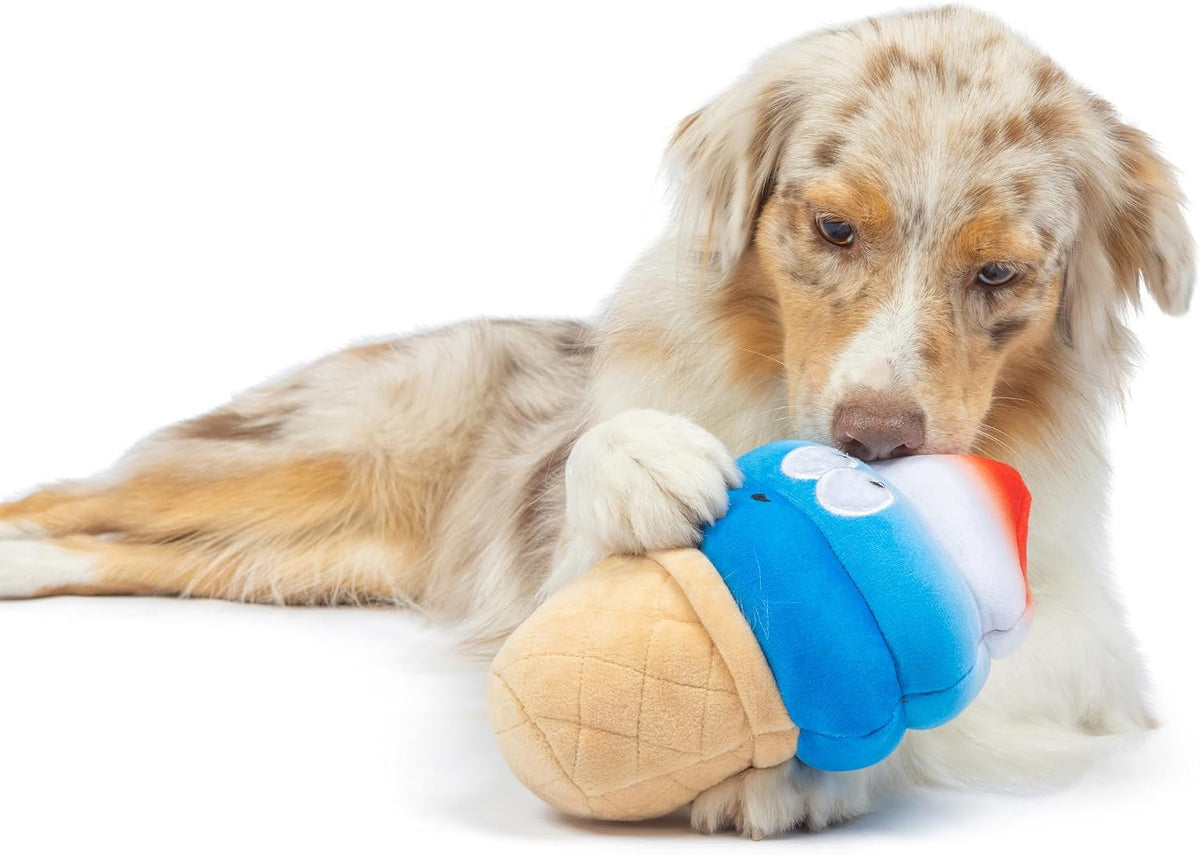 Huxley & Kent Power Plush Squeaky Dog Toy, Fro-Yo Pawtriot Cone, Large