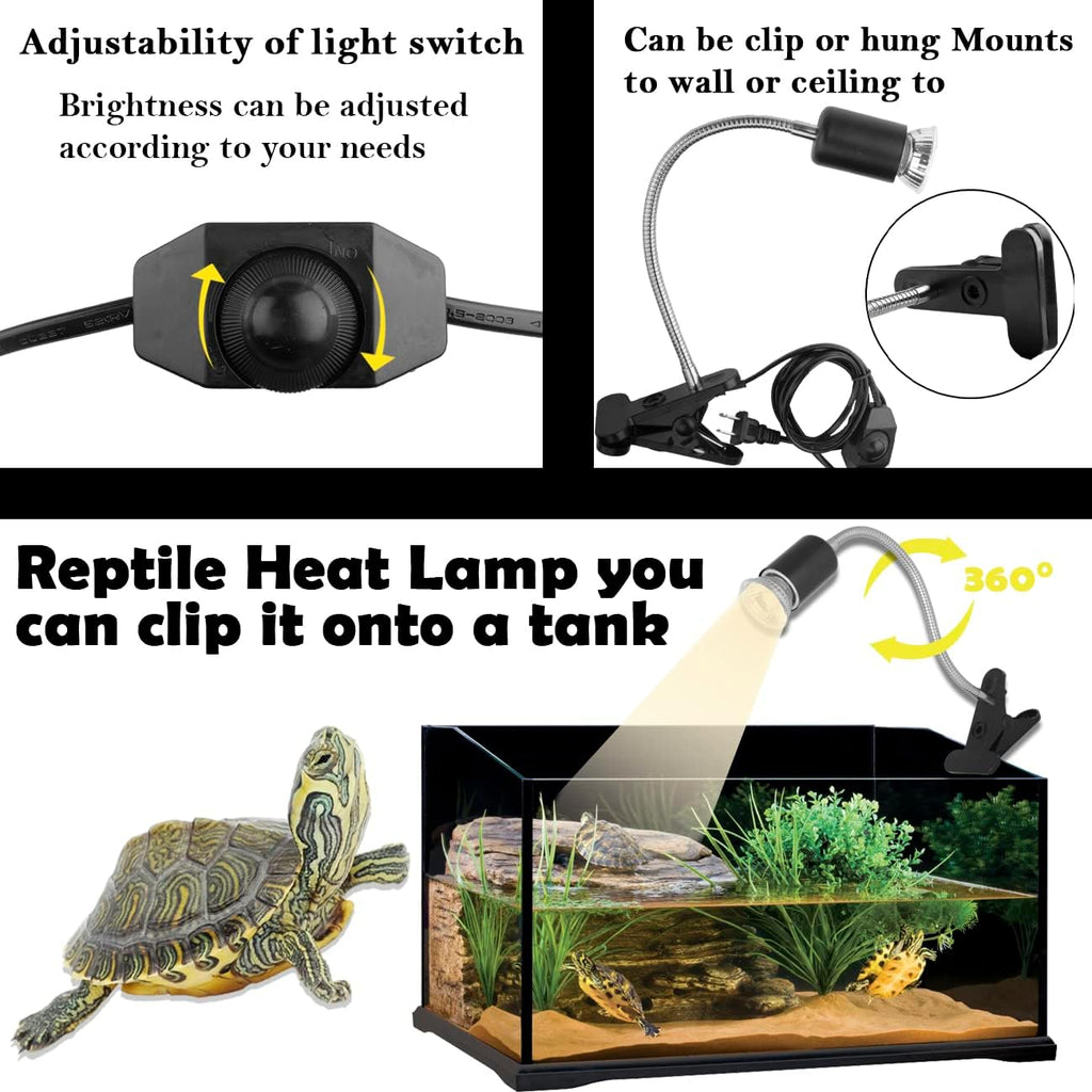 Reptile Heat Lamp,360° Rotatable Basking Spot Light ,Dimmable Heating Lamp