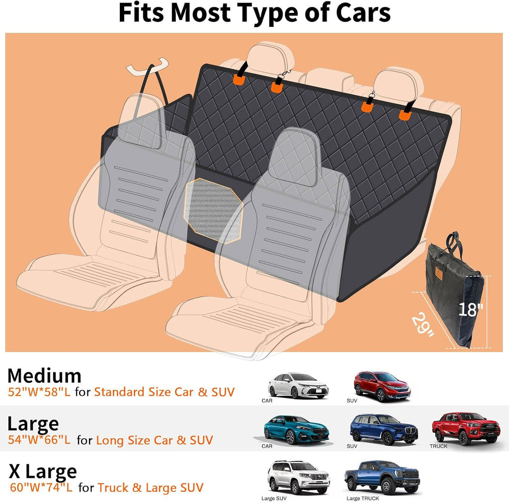 Manificent Back Seat Extender for Dogs, Hard Bottom Dog Car Seat Cover for Back Seat Bed for Car Camping Mattress, Dog Hammock for Car Travel Bed, Car Bed Mattress for Car SUV Truck