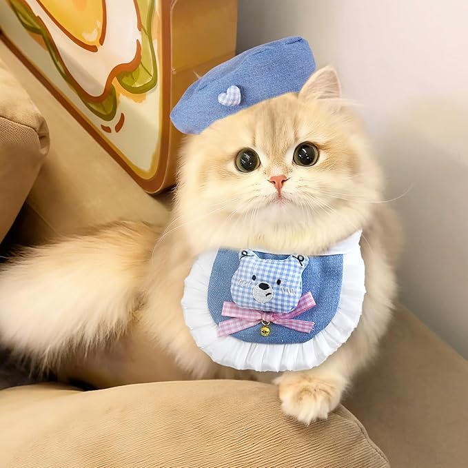 HOWWFALY Adorable Cat Princess Costume Blue Cat Beret - Image 2
