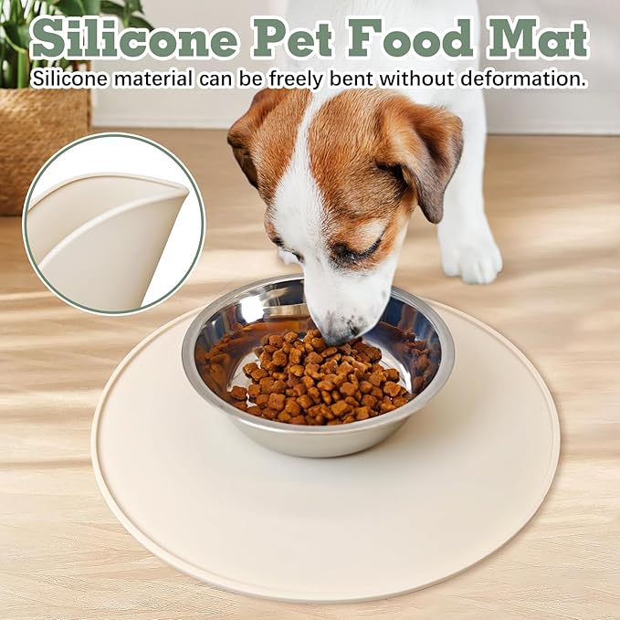 BNOSDM Silicone Cat Feeding Mat 2 Pack Dog Bowl Mats Pet Silicone Food Mat - Image 3
