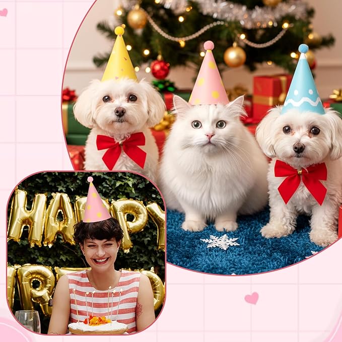 6 Pcs Birthday Hats for Dog/Cat, Mini Party Hats for Stuffed Animals, - Image 6