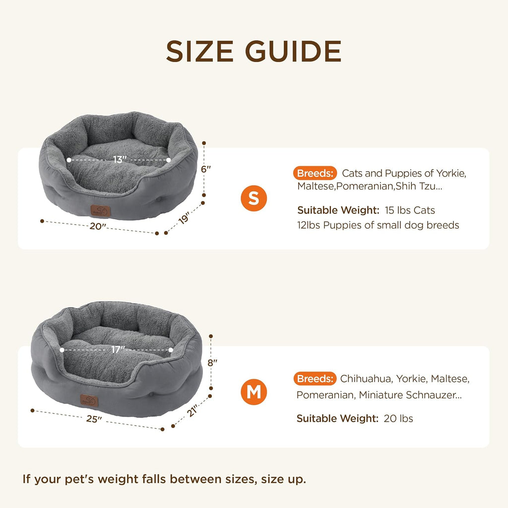 Bedsure Self Warming Cat Bed,Round Washable Small Dog Bed, 25In Grey