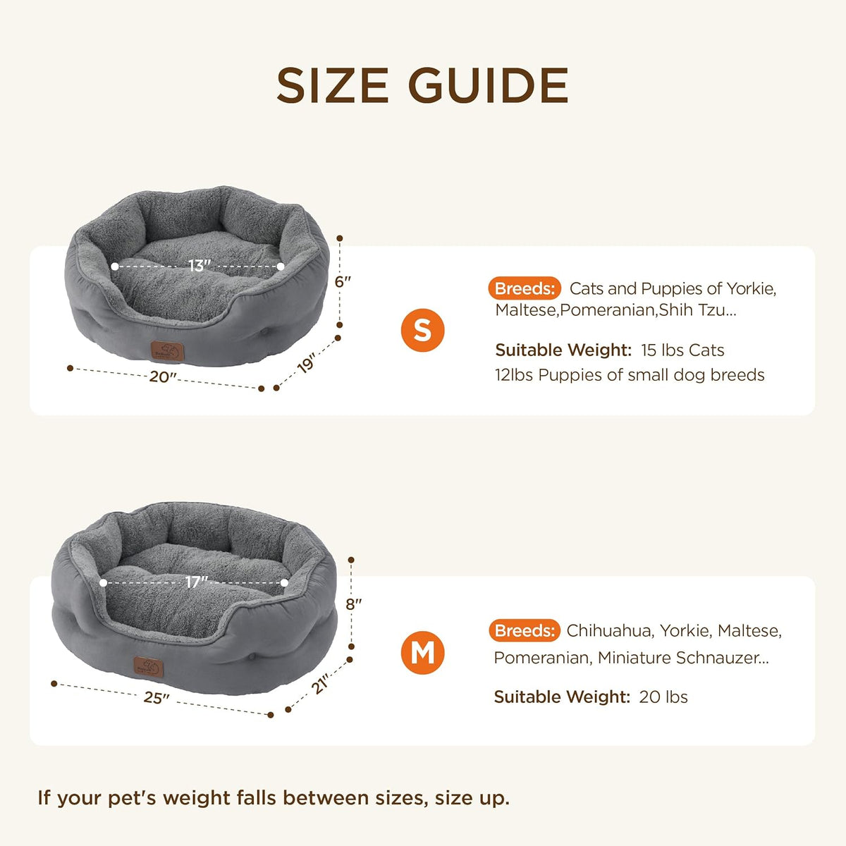Bedsure Self Warming Cat Bed,Round Washable Small Dog Bed, 25In Grey