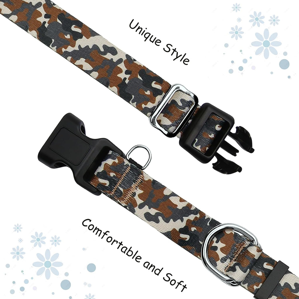 Martingale Collar for Dogs with Buckle No Pull Adjustable Nylon Limited Slip Training Dog Collars (Camouflage, Large)