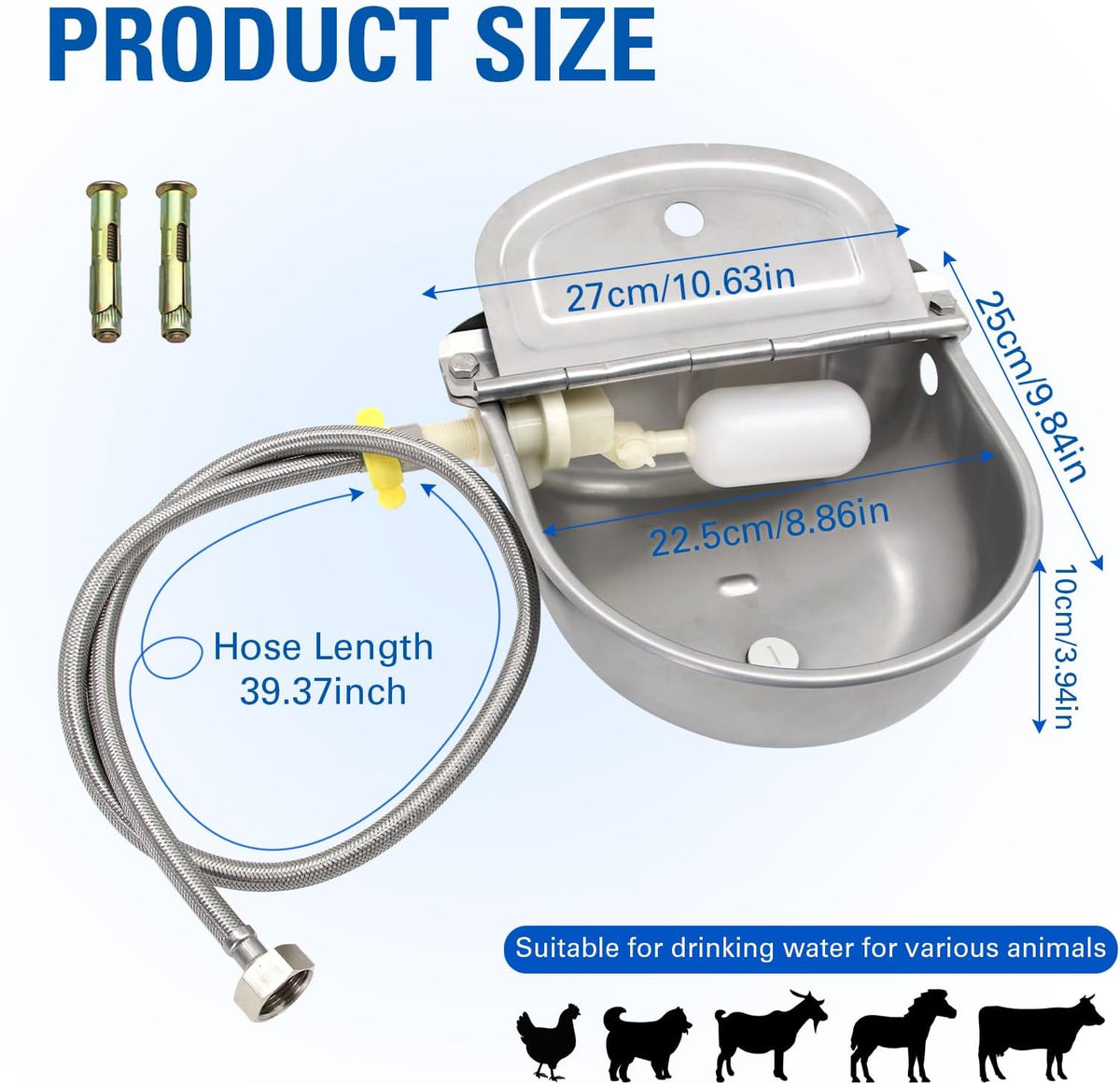 Automatic Waterer 304 Stainless Steel Float Valve for Chicken Dog Livestock