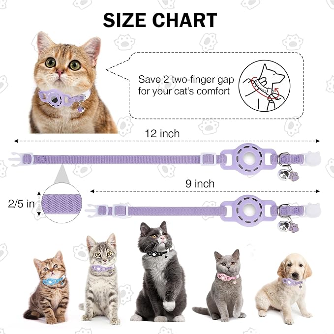 Airtag Cat Collar Breakaway, Stretchy Cat Tracker Collar - Image 6