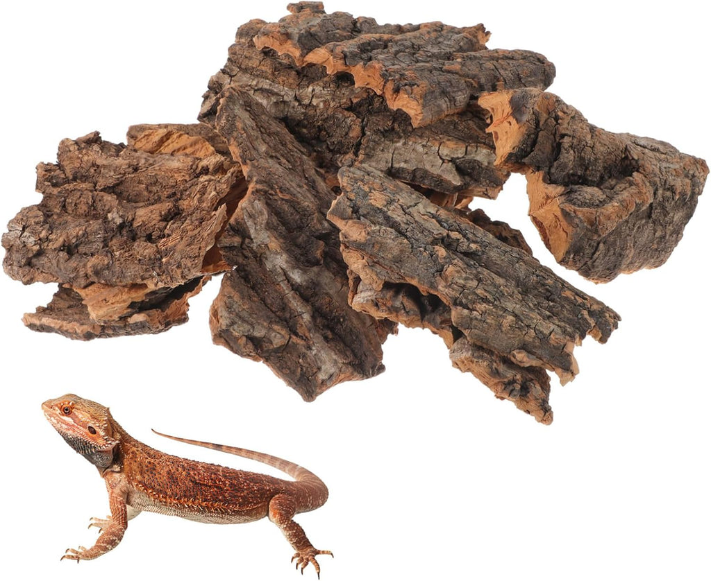 Yardwe 14Pcs Natural Cork Bark Reptile Hideout and Climbing Platform Multi-Functional Habitat Decor for Bearded Dragon Gecko Snake Terrarium Accessories
