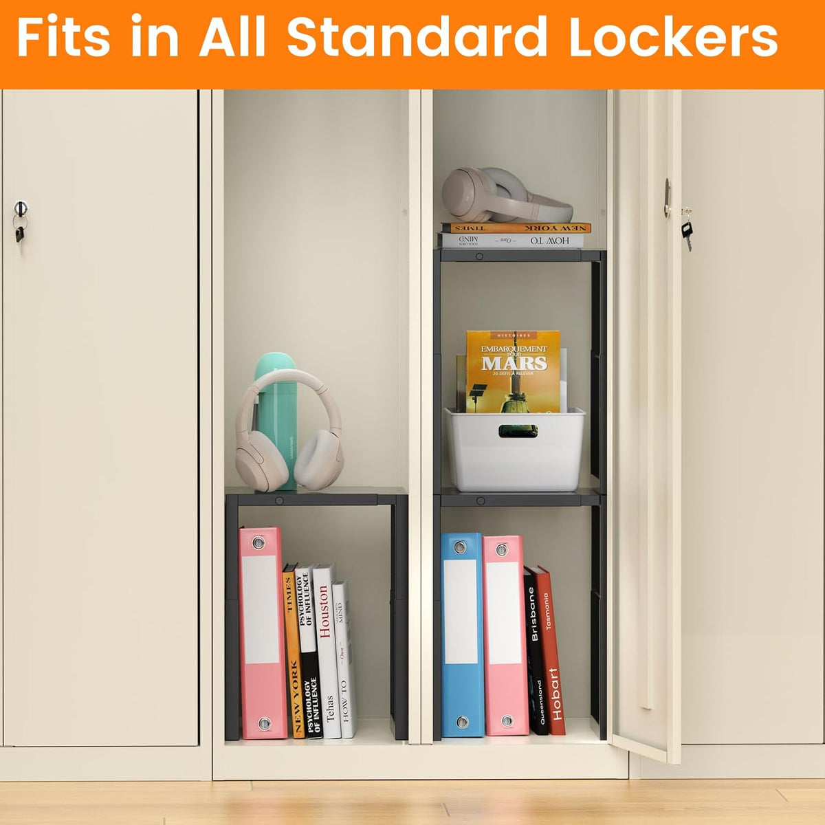 LIDTOP Locker Organizer Shelf Metal, Adjustable Width & Height Shelf