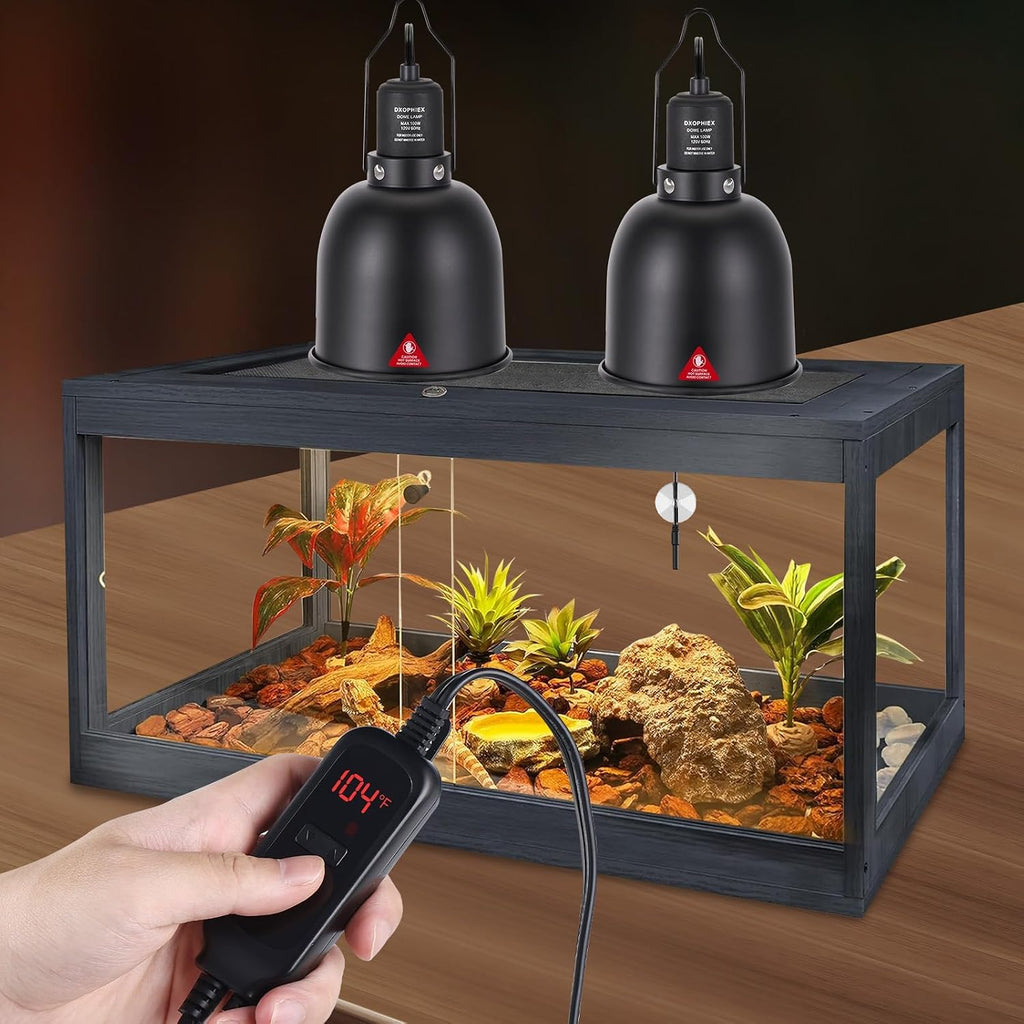 DXOPHIEX 5.5 inch Reptile Heat Lamp Fixture with Dimming Thermostat
