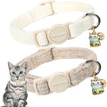 Cat Collar, 2 Pack White Hemp Cat Collars Breakaway by DOGWONG
