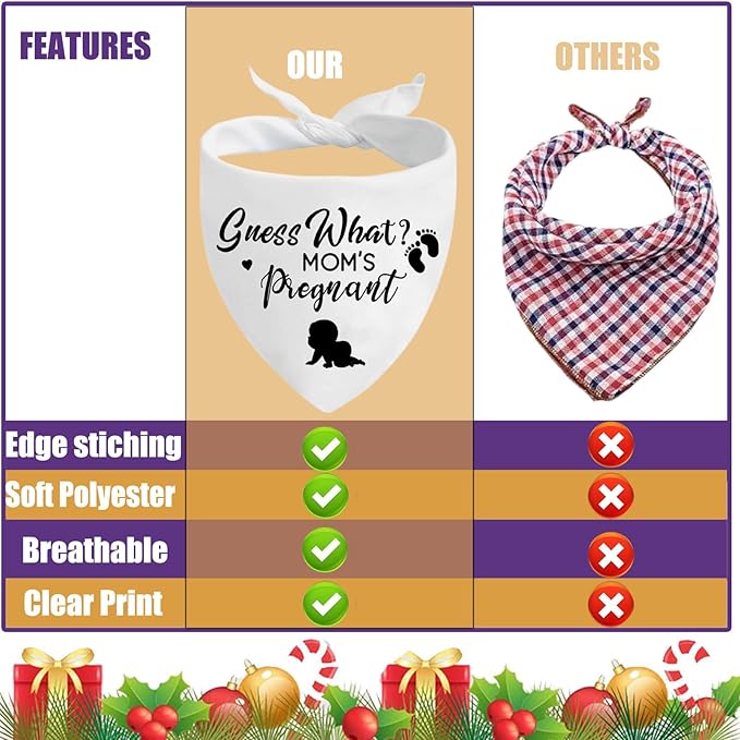 Pregnancy Announcement Dog Bandanas, Guess What? My Mom is Pregnant Reveal Scarf - Image 6