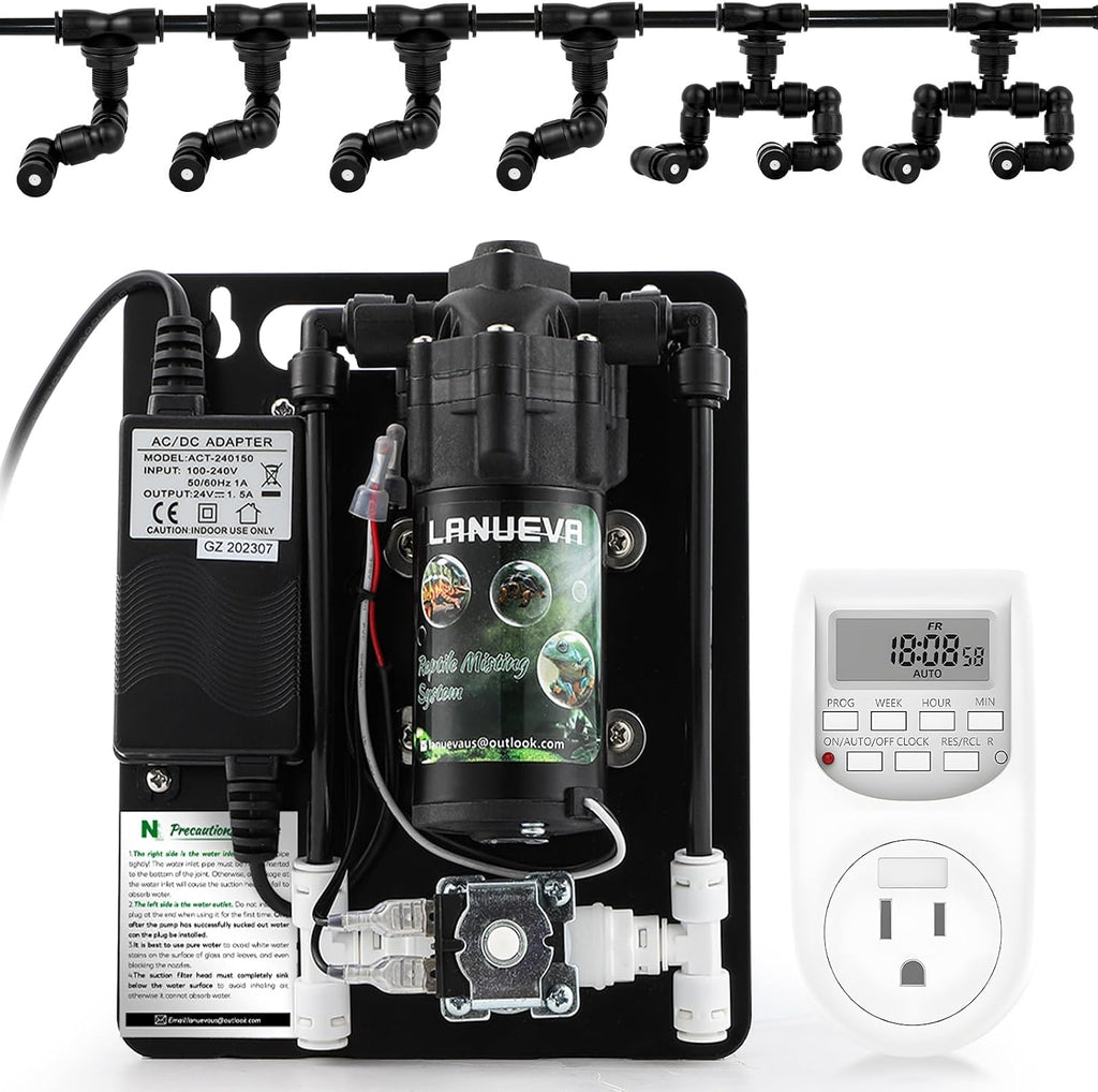LANUEVA Reptile Humidifier Misting System with 6 Nozzles for Terrarium