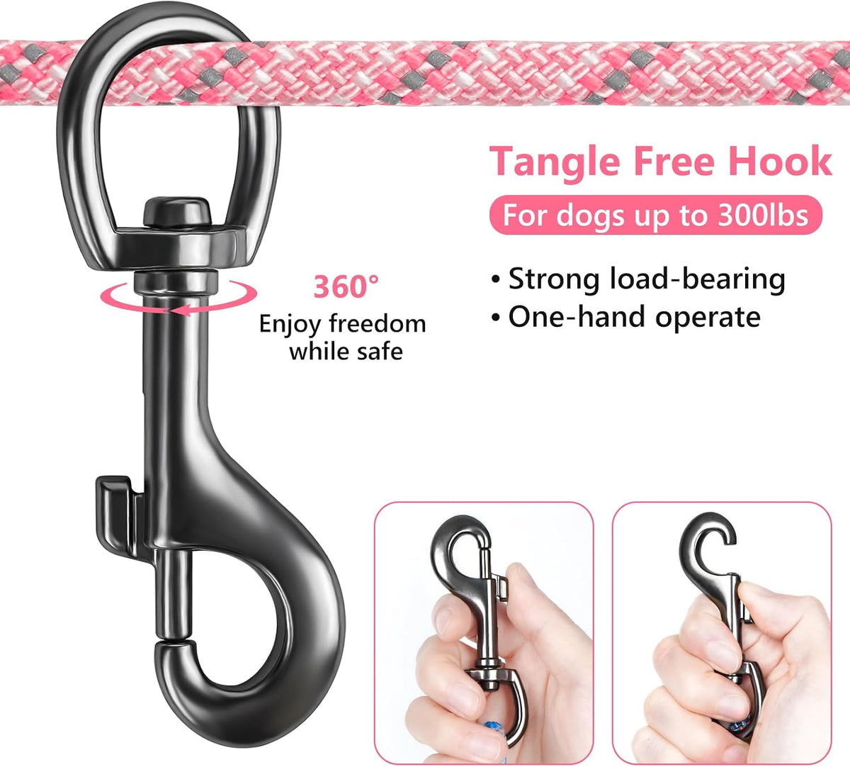 Tresbro Dog Tie Out Cable for Camping, 50ft/75ft/100ft Trolley System for Dogs up to 300lbs, Portable Lightweight Dog Runner Lead for Yard, Reflective Camping Leash for Courtyard, Park, Outside