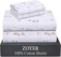 ZOYER 100% Cotton Queen Sheets, Percale Weave, Fairy Meadows