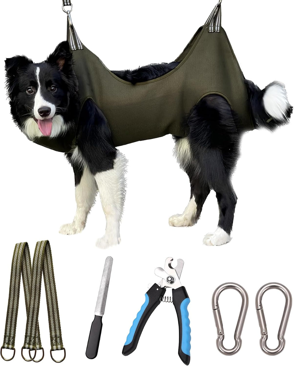 10 in 1 Pet Grooming Hammock Harness with Nail Clippers/Trimmer, Nail File, Dog Hammock/Grooming Sling for Nail Trimming/Clipping