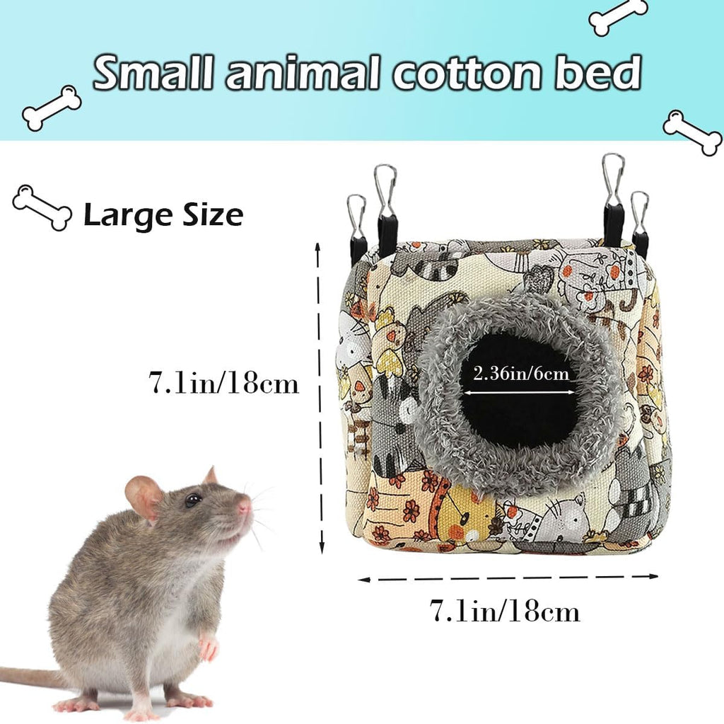 Hamster Rat Hammock Bed, Hanging Cave Shaped Cotton Nest Suitable for Small Animals Hamsters Rat Mouse Gerbil Sugar Glider Squirrels etc (L)