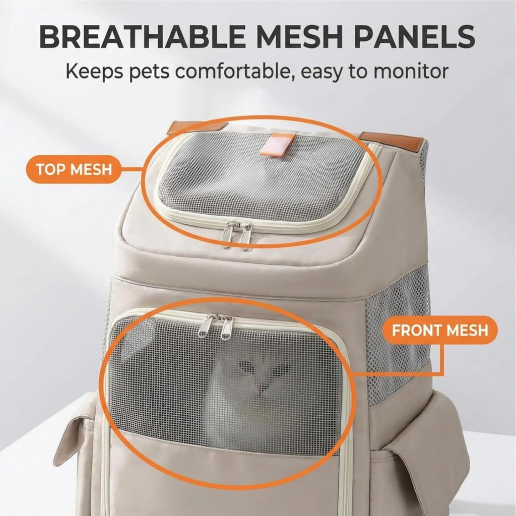 Small Dog Cat Backpack Carrier, Soft Large Space Cat Bubble Backpack, Breathable Cat Carrier, Shaded Dog Backpack Carrier for Travel (White Backpack)