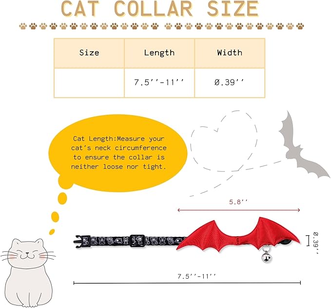 1 PC Bat Wing Cat Collar with Bell, Adjustable Kitten Collar with Safety - Image 4