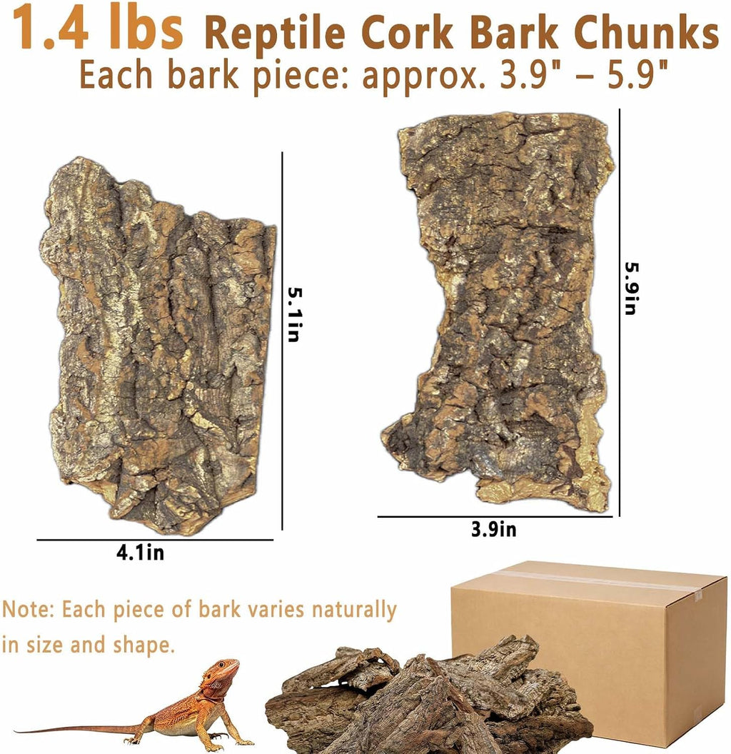 Reptile Cork Bark Bedding,Bulk 1.4 LB Natural Cork Flats for Terrarium,M