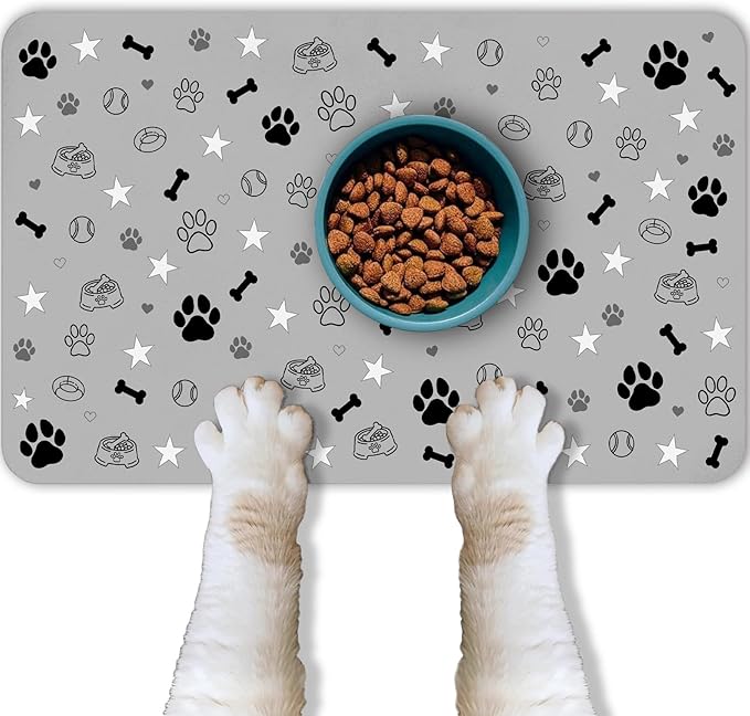 Dog Food Mat for Pet Cat Food Mat, Non-Slip Cat Pet Feeding Mats for Floor by BACDOILQ