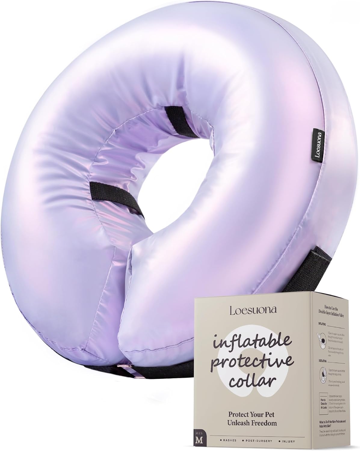 Inflatable Dog Cone Collar - Donut Collar Recovery ECollar Alternative After Surgery - Soft Dog Cone for Small Medium Large Dogs