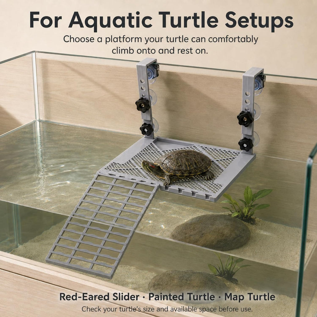 Hanging Turtle Basking Platform with Ramp and Feeding Tray