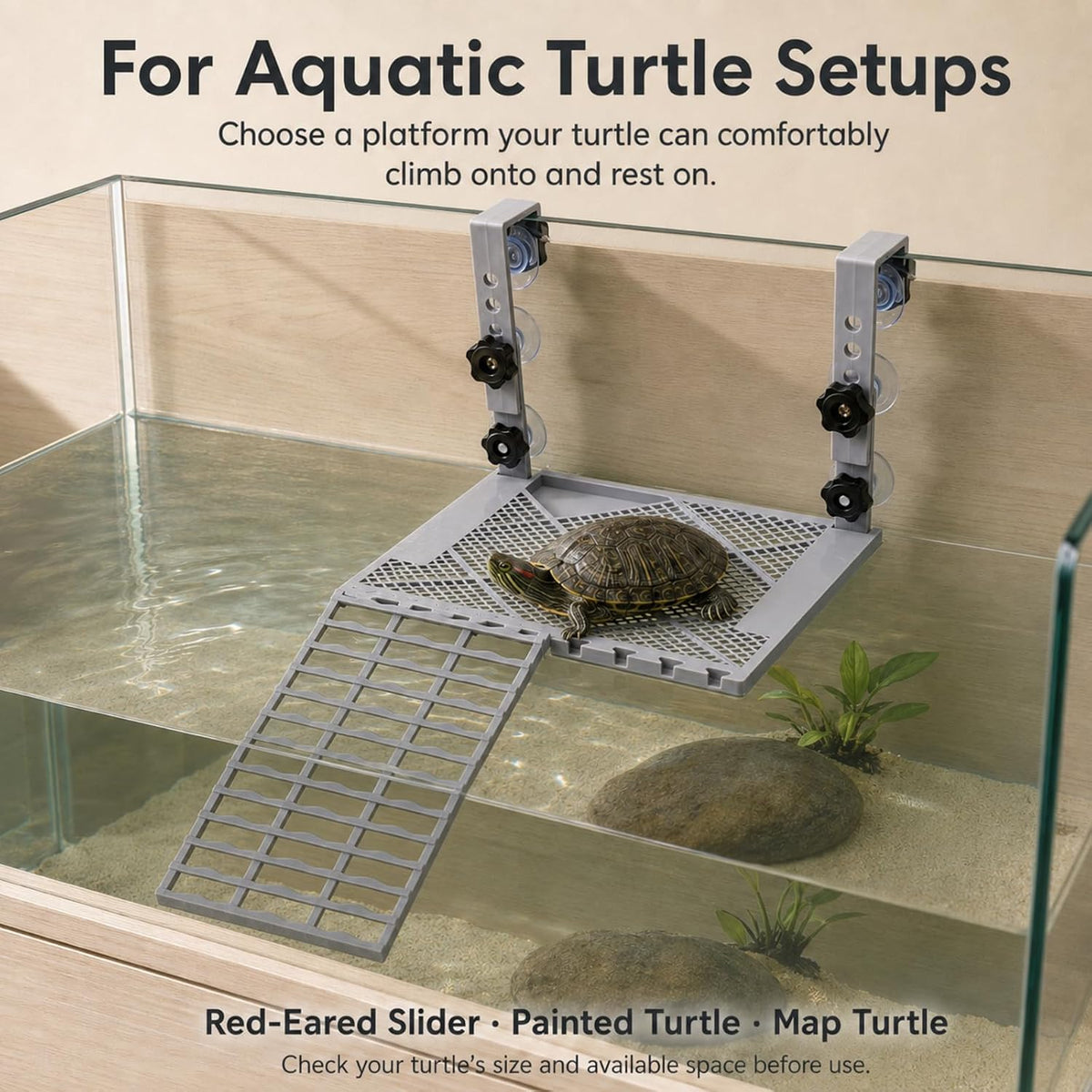 Hanging Turtle Basking Platform with Ramp and Feeding Tray