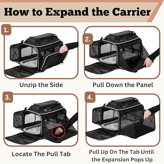 Airline Approved Top-Expanding Pet Carrier on Wheels- Extra Spacious Soft Lined - Image 7