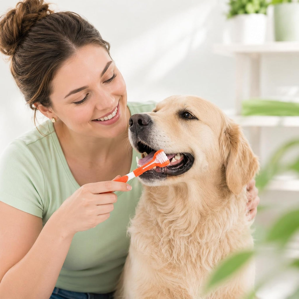 30 Pack 3 Sided Toothbrush for Dogs, 7 Inch Cleaning Brush, Pet Dental Care