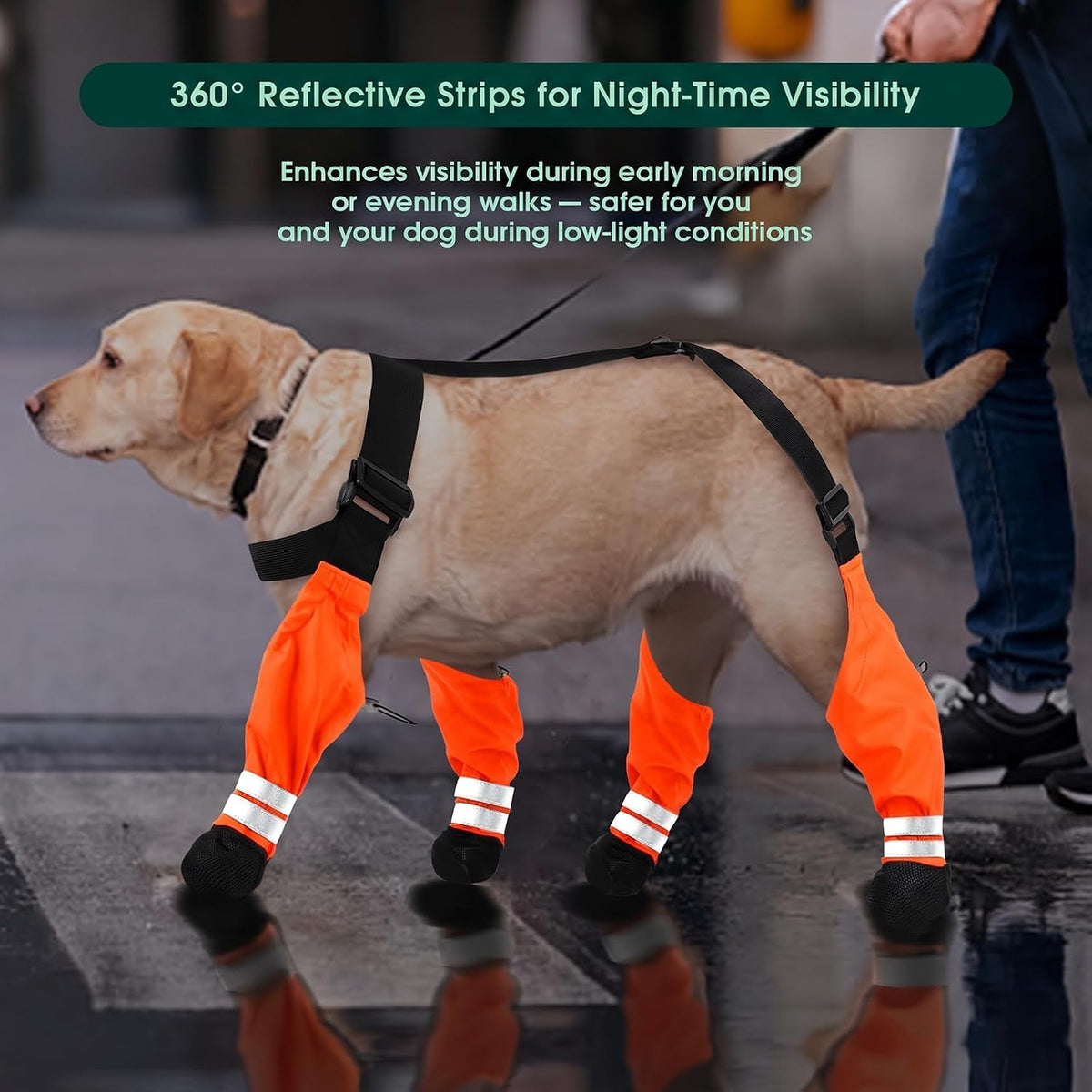 Upgraded Waterproof Dog Suspender Boots, Anti-Slip Dog Shoes That Stay On