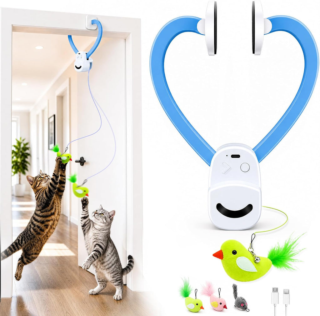 CATPICK Interactive Doorway Cat Toy, No-Adhesive Clip-On for Indoor Cats