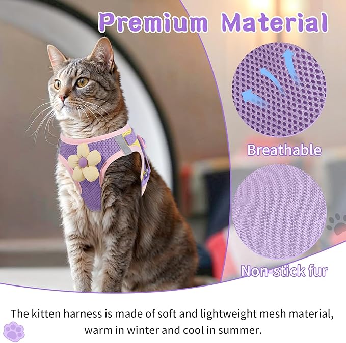 Cat Harness and Leash Set for Walking Escape Proof, Adjustable Kitten Harness - Image 4